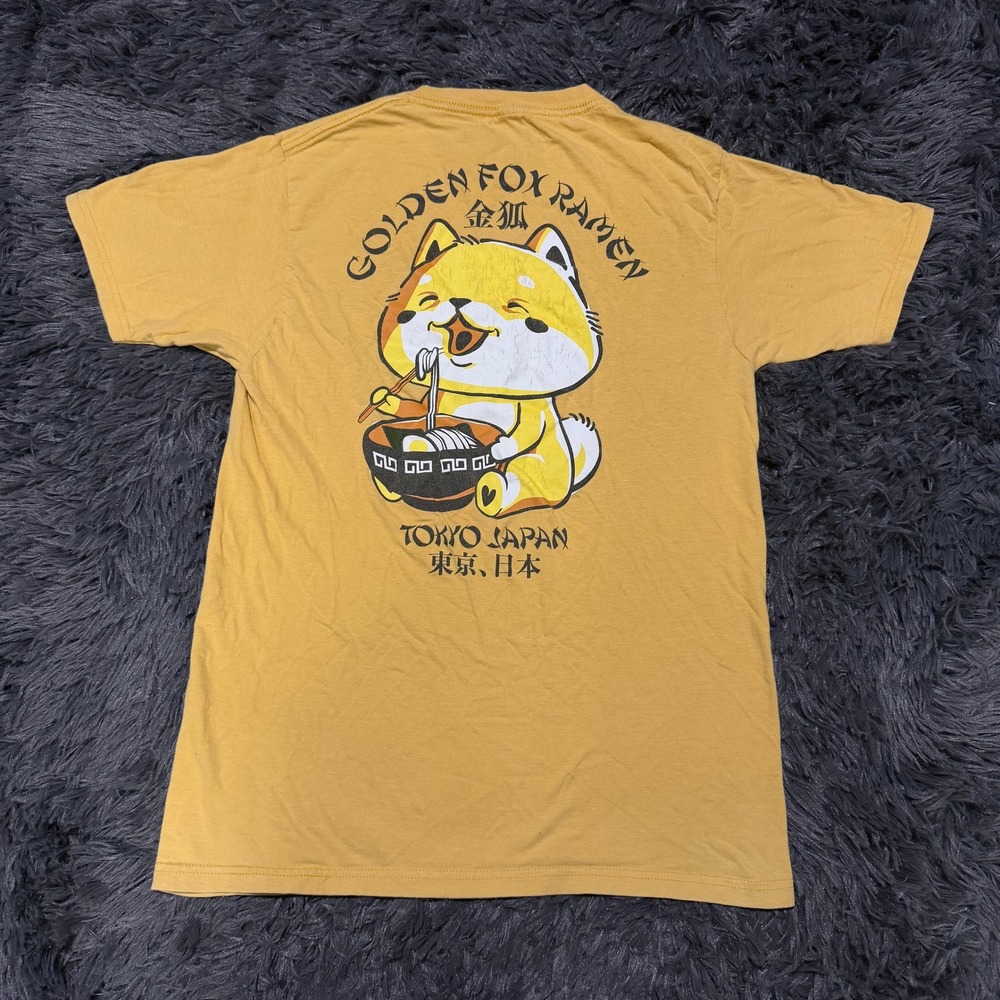 LCM Golden Fox Ramen Tokyo Japan Graphic T-Shirt Yellow Small Shiba Inu
